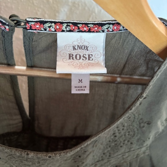 Knox Rose Olive Green Blouse with Eyelet Detail - Picture 3 of 8